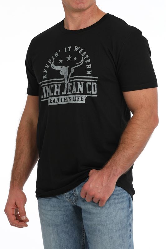 MTT1690654 MEN&#39;S CINCH BLACK SHORT-SLEEVE GRAPHIC TEE