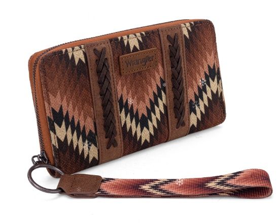 WG2211-W006 WRANGLER SOUTHWESTERN ART PRINT WALLET - BROWN