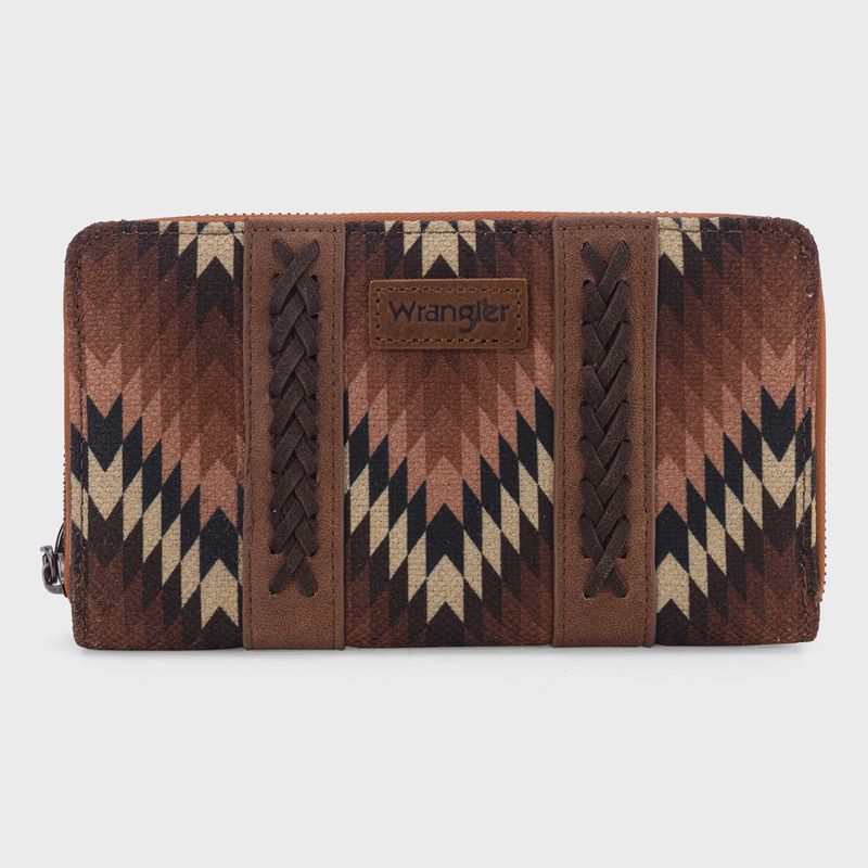 WG2211-W006 WRANGLER SOUTHWESTERN ART PRINT WALLET - BROWN