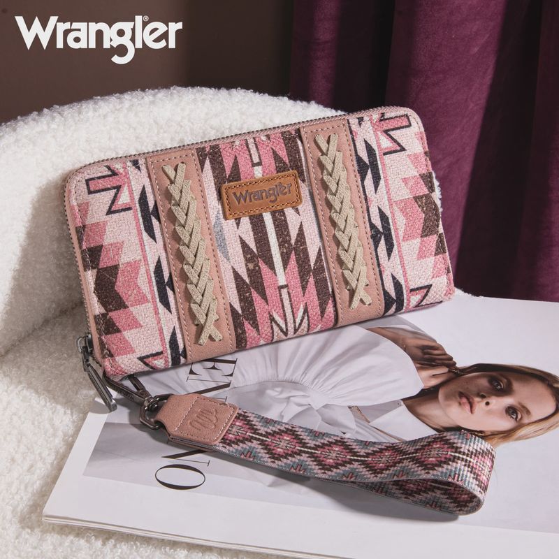 WG2213-W006 WRANGLER SOUTHWESTERN ART PRINT WALLET - DARK PINK