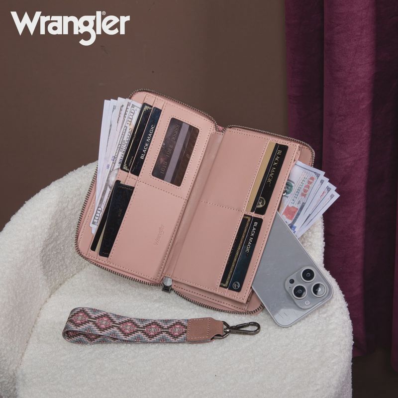 WG2213-W006 WRANGLER SOUTHWESTERN ART PRINT WALLET - DARK PINK