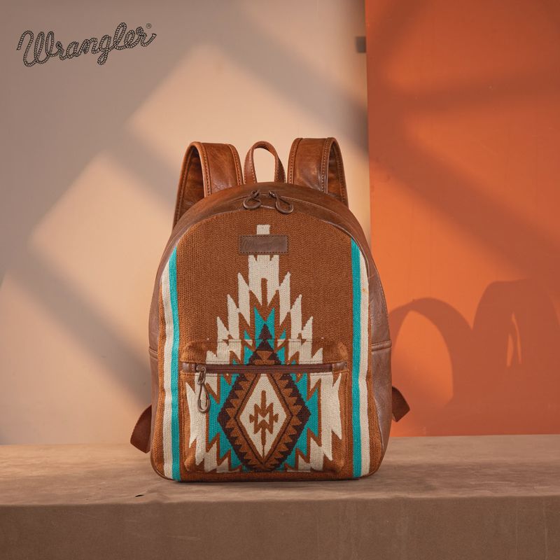 WG174-9115 WRANGLER SOUTHWESTERN KNITTED BACKPACK - BROWN