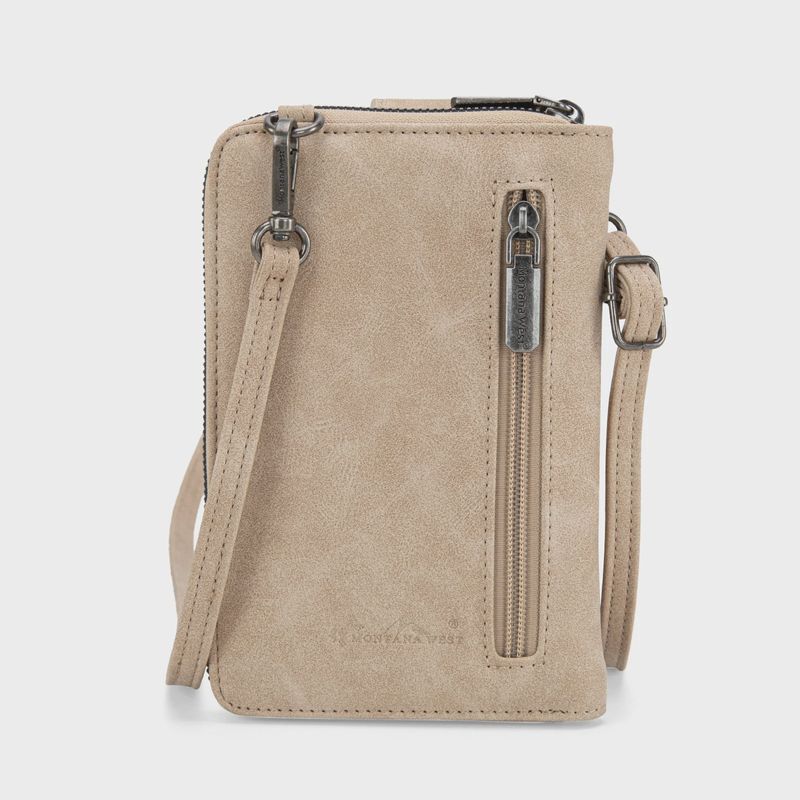 MW1315-183 MONTANA WEST EMBROIDERED AZTEC COLLECTION PHONE WALLET/CROSSBODY - TAN