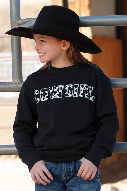 CWK8002002 GIRL&#39;S CRUEL GIRL WESTERN SWEATSHIRT - BLACK