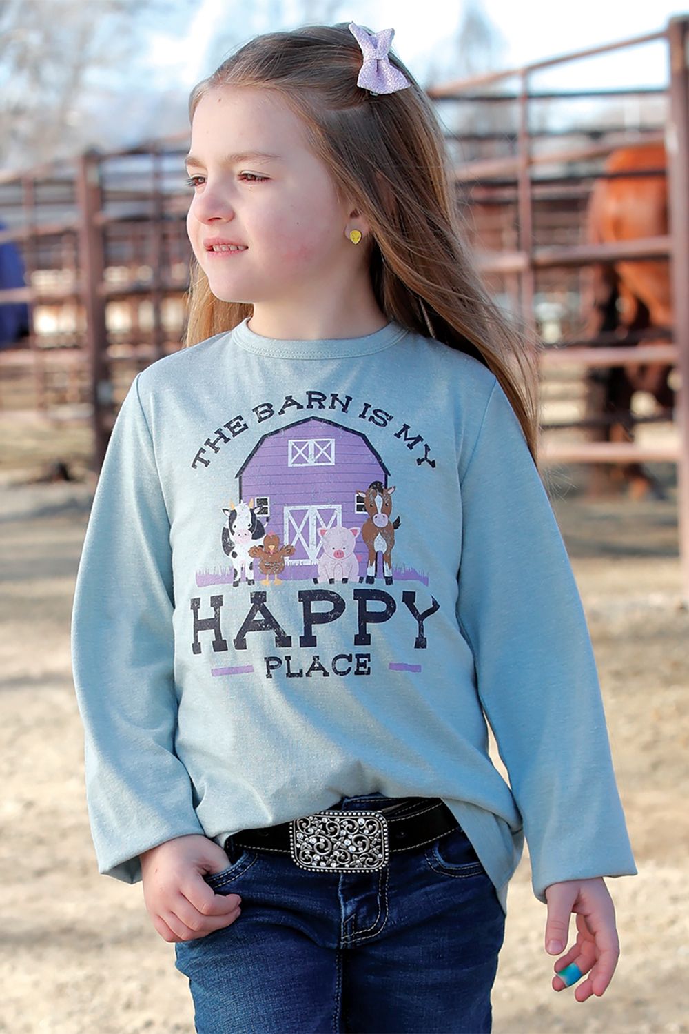 CTK8990004 GIRL&#39;S CRUEL GIRL LONG-SLEEVE GRAPHIC TEE - GREEN