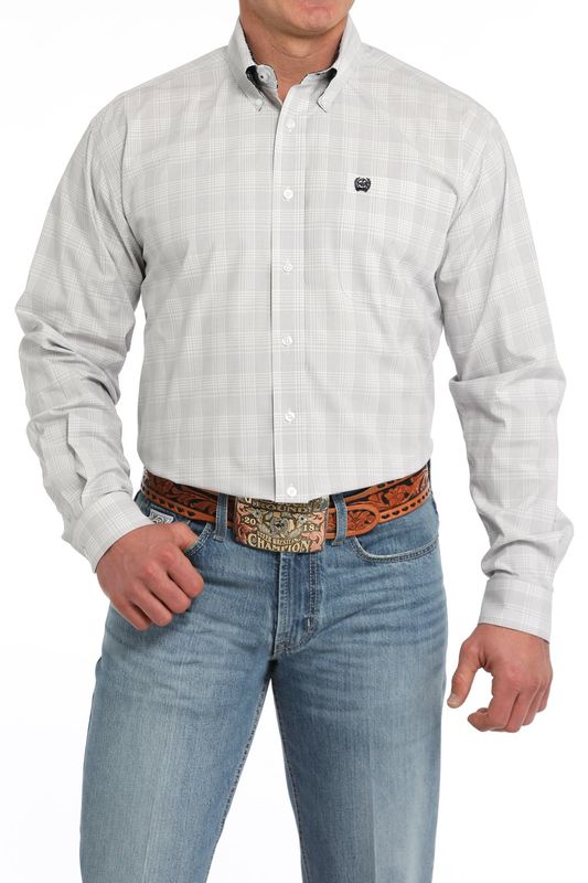 MTW1105858 MEN&#39;S CINCH LONG-SLEEVE SOLID WHITE BUTTON DOWN WESTERN SHIRT