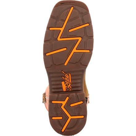 DDB0497 MEN'S DURANGO WORKIN' 11" COFFEE &amp; MONARCH ORANGE WORKIN' REBEL STEEL TOE WATERPROOF WITH INSULKUL WORK BOOT
