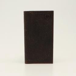 A3547402 ARIAT PEBBLE BROWN LOGO RODEO WALLET