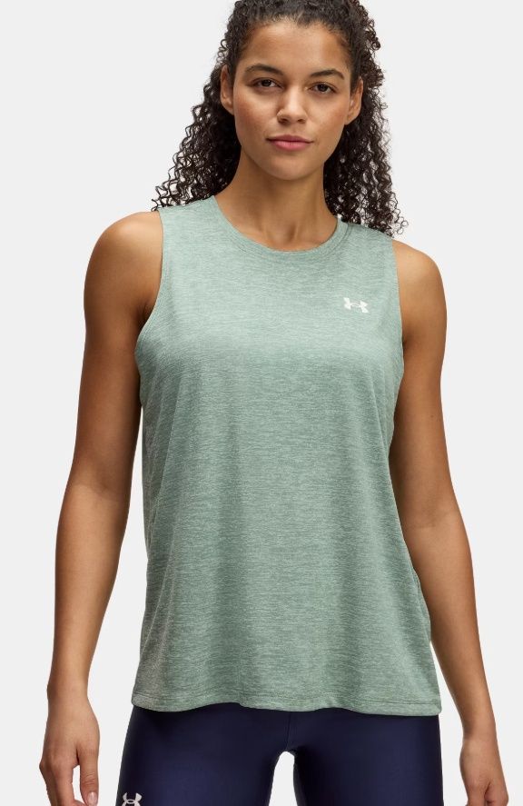 1383656-348 WOMEN&#39;S UNDER ARMOUR TECH TANK TWIST - GREEN