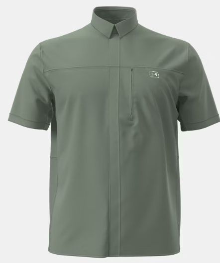 1383571-348 MEN&#39;S UNDER ARMOUR FISH PRO HYBRID WOVEN SHORT-SLEEVE - GREEN