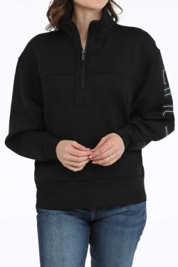 MAK7907001 WOMEN&#39;S CINCH 1/4 ZIP BLACK PULLOVER