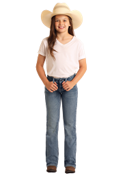 BG4MD06026 GIRL'S ROCK &amp; ROLL STEER HEAD EMBROIDERED BOOT CUT JEAN