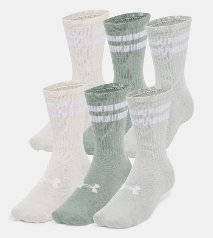 1387058-377 UNDER ARMOUR 6-PACK ESSENTIALS LIGHT WEIGHT CREW SOCKS
