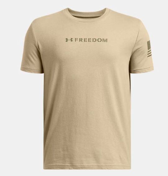 6005362-290 BOY'S UNDER ARMOUR FREEDOM MILITARY SHORT-SLEEVE LOGO TEE - DESERT SAND