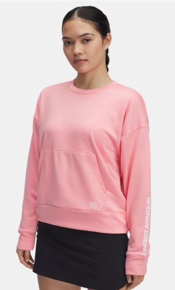 1386055-599 WOMEN&#39;S UNDER ARMOUR FISH PRO TERRY CREW PULLOVER - PINK