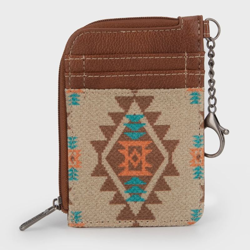WG2203-W005 WRANGLER SOUTHWESTERN ART PRINT MINI ZIP CARD CASE - TAN