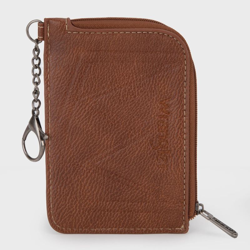 WG2203-W005 WRANGLER SOUTHWESTERN ART PRINT MINI ZIP CARD CASE - LIGHT COFFEE