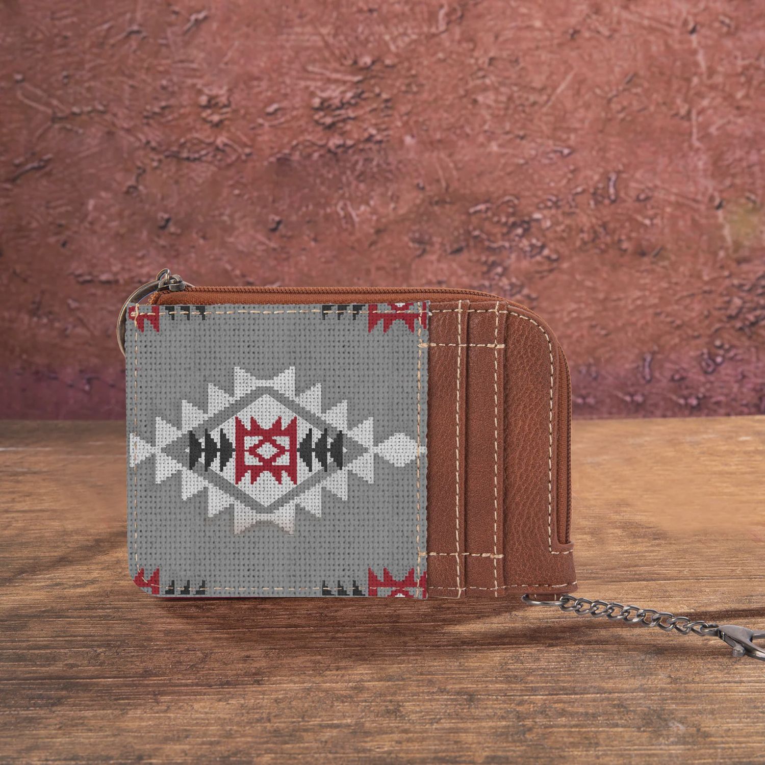 WG2203-W005 WRANGLER SOUTHWESTERN ART PRINT MINI ZIP CARD CASE - LAVENDAR