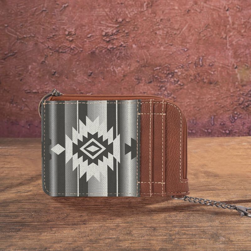 WG2203A-W005 WRANGLER SOUTHWESTERN ART PRINT MINI ZIP CARD CASE - BLACK