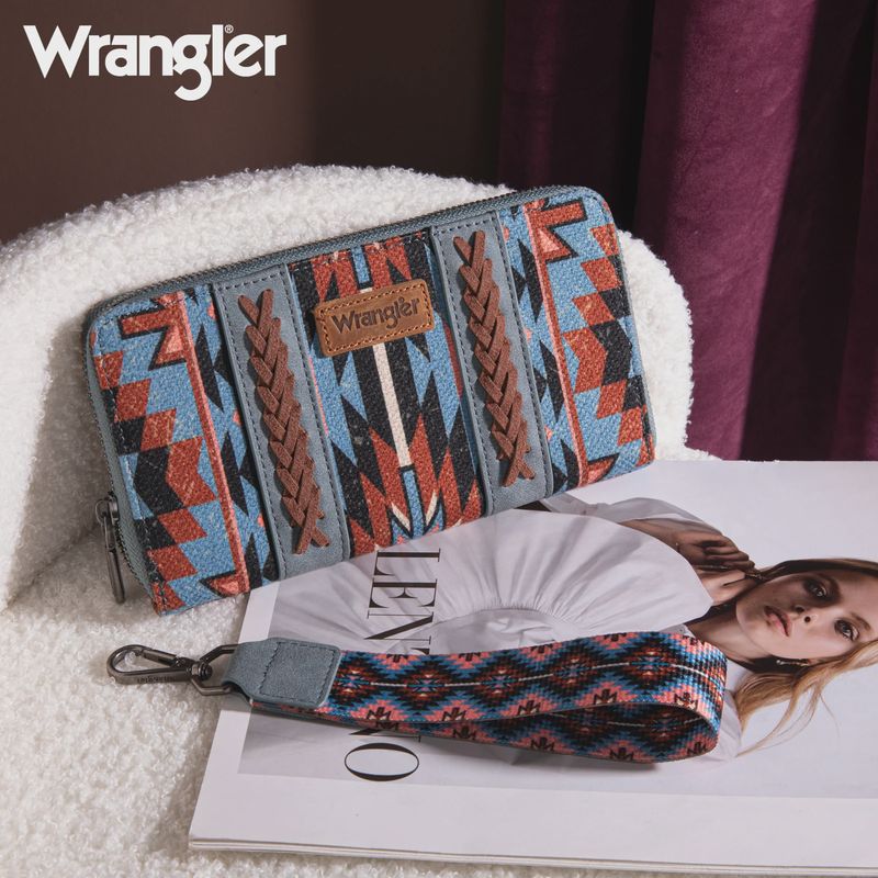 WG2213-W006 WRANGLER SOUTHWESTERN ART PRINT WALLET - NAVY