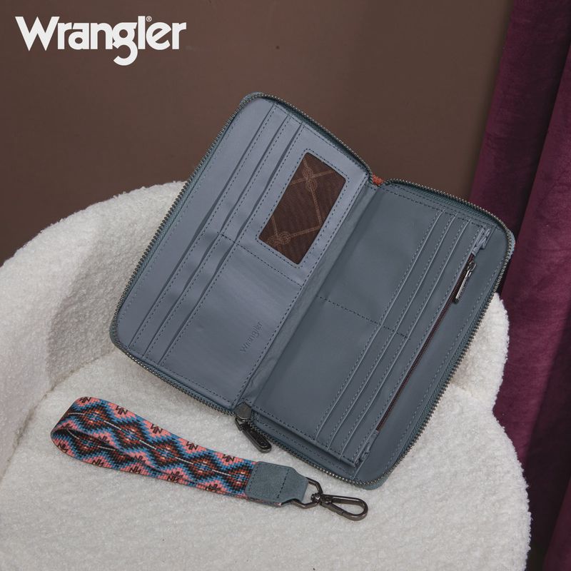 WG2213-W006 WRANGLER SOUTHWESTERN ART PRINT WALLET - NAVY
