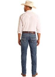 BMTBD06121 MEN&#39;S ROCK &amp; ROLL MEDIUM VINTAGE WASH DOUBLE BARREL RELAXED FIT STACKABLE BOOT JEAN