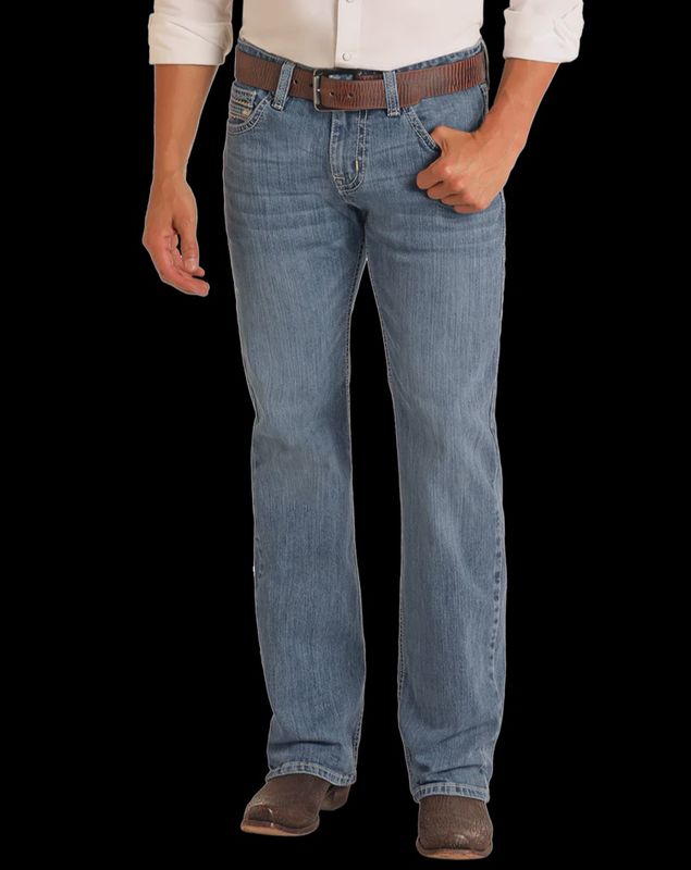 BMSPD06127 MEN'S ROCK &amp; ROLL MEDIUM VINTAGE WASH PISTOL REGULAR FIT STACKABLE BOOT JEAN