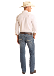 BM1RD06136 MEN&#39;S ROCK &amp; ROLL MEDIUM VINTAGE WASH REVOLVER SLIM FIT STRAIGHT BOOT JEAN