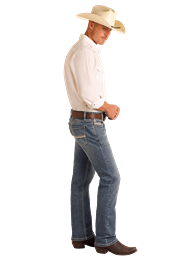 BM1RD06136 MEN'S ROCK &amp; ROLL MEDIUM VINTAGE WASH REVOLVER SLIM FIT STRAIGHT BOOT JEAN