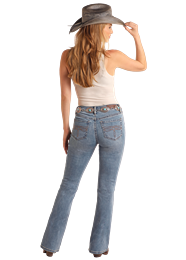 BW4MD06031 WOMEN&#39;S ROCK &amp; ROLL MEDIUM WASH MID RISE BOOTCUT JEAN W/ TUMMY SLIMMING TECHNOLOGY