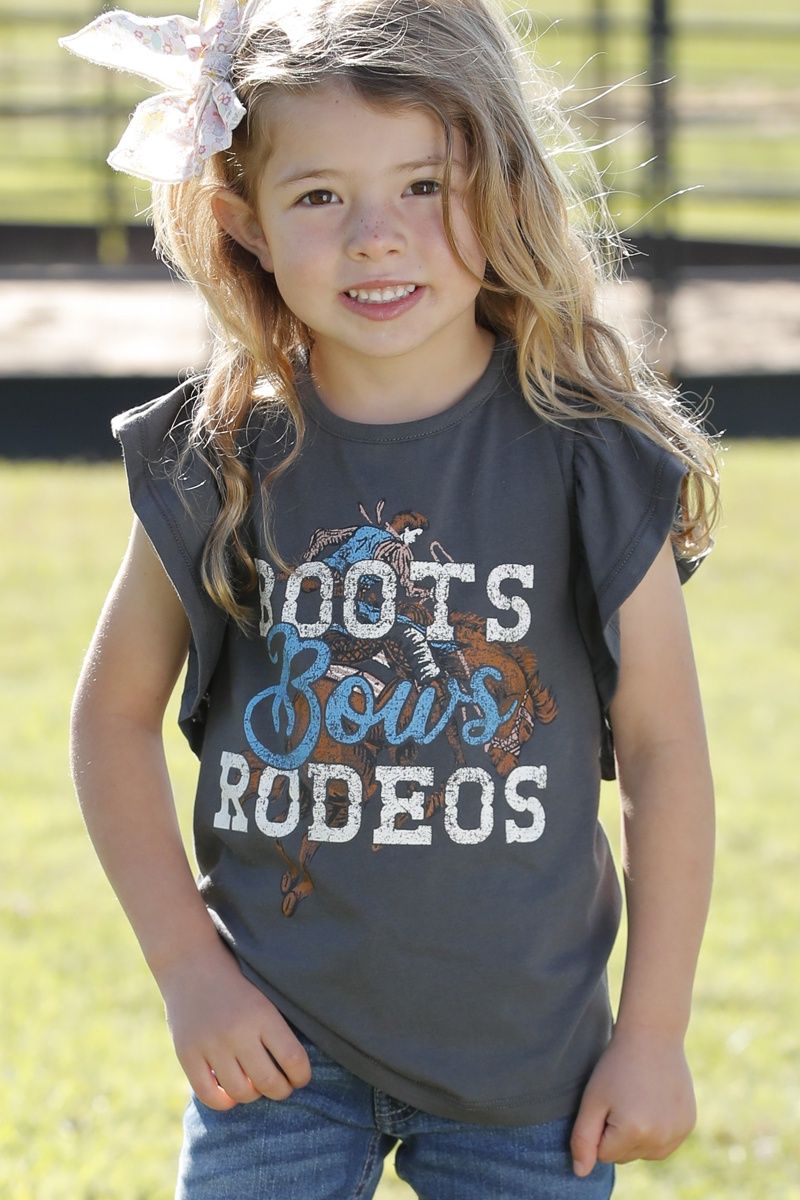 CTK8004001 GIRL&#39;S CRUEL GIRL CHARCOAL RUFFLE TEE