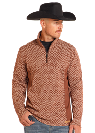 DM91C04066 MEN&#39;S POWDER RIVER BROWN AZTEC HEATHER HENLEY