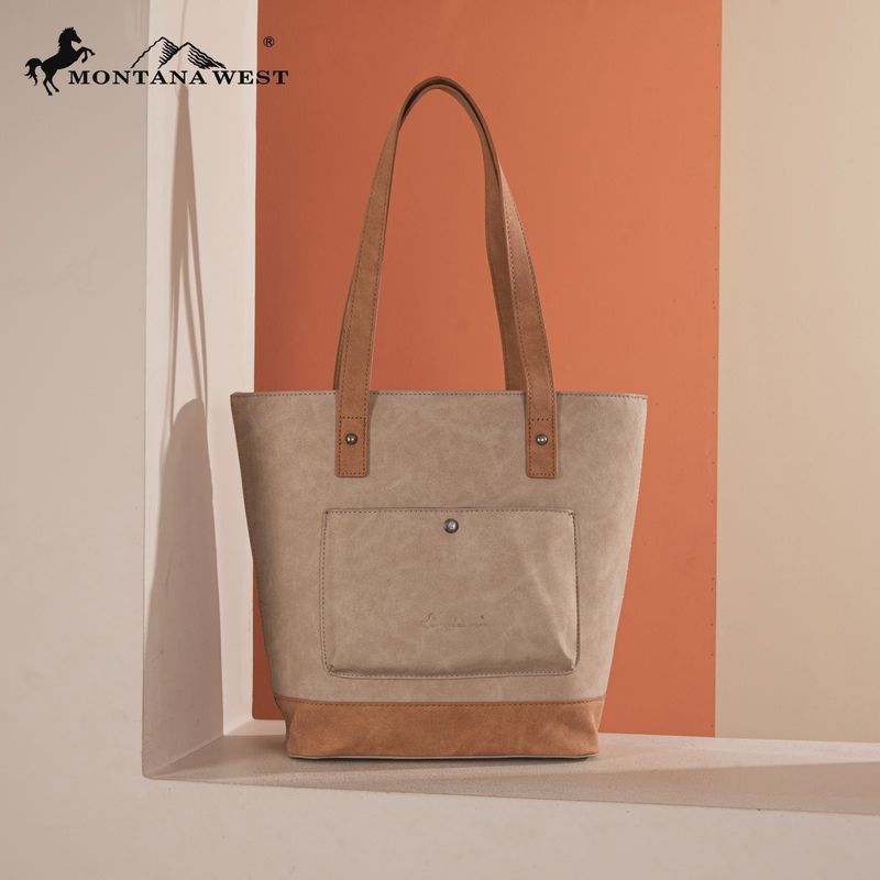 MW1312G-8317 MONTANA WEST EMBROIDERED COLLECTION TOTE - TAN