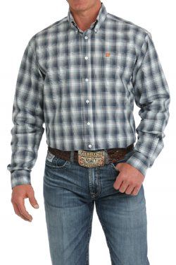 MTW1105893 MEN&#39;S CINCH PLAID LONG-SLEEVE BUTTON DOWN WESTERN SHIRT