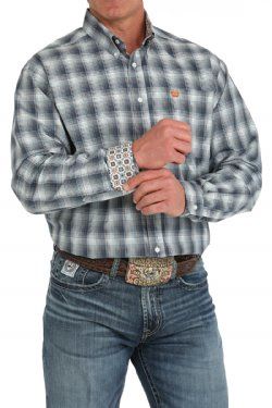 MTW1105893 MEN'S CINCH PLAID LONG-SLEEVE BUTTON DOWN WESTERN SHIRT