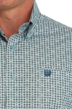 MTW1105892 MEN'S CINCH GREEN PRINT LONG-SLEEVE BUTTON DOWN WESTERN SHIRT