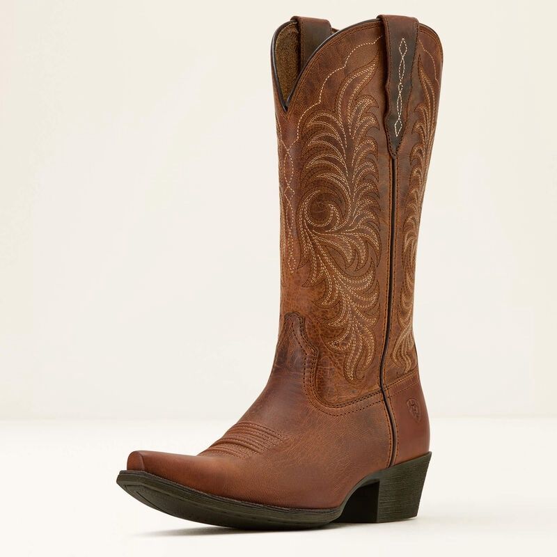 10061307 WOMEN&#39;S ARIAT 12&quot; HERITAGE X-TOE STRETCH FIT RICH OAK SNIP-TOE WESTERN BOOT