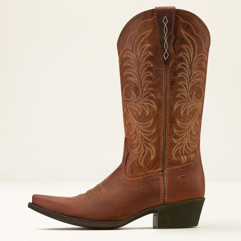 10061307 WOMEN'S ARIAT 12" HERITAGE X-TOE STRETCH FIT RICH OAK SNIP-TOE WESTERN BOOT