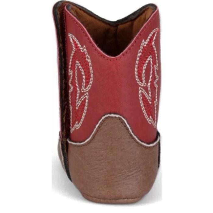 MB2514 INFANT JUSTIN BABY CANTER COGNAC RED &amp; BROWN MUTTON BUSTERS BOOTIES
