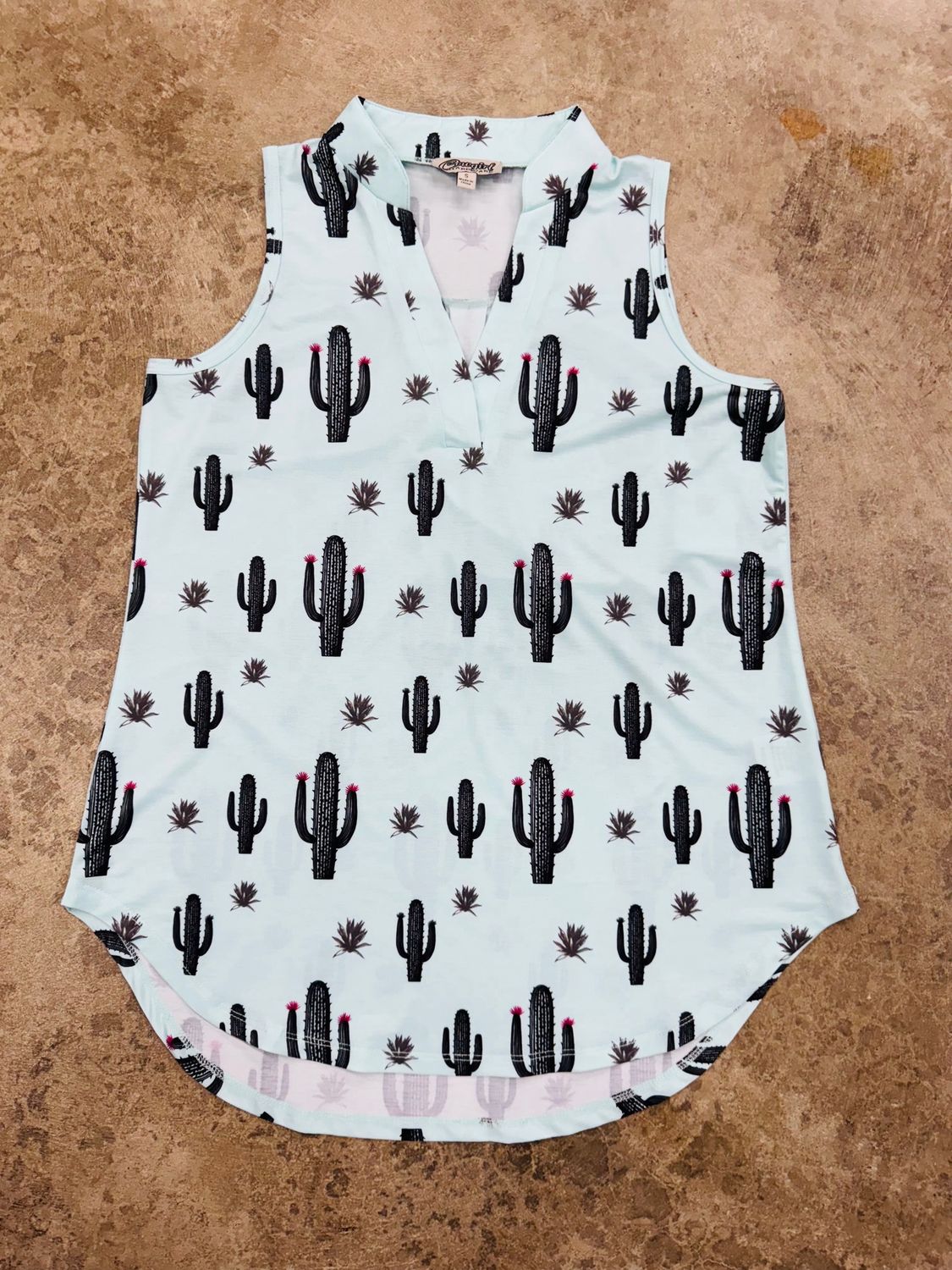 250351-352 WOMEN&#39;S COWGIRL HARDWARE SONORAN DESERT HI-LO TANK - MINT GREEN