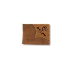 A3552644 ARIAT EMBOSSED LOGO TWO-TONE LEATHER BI-FOLD WALLET
