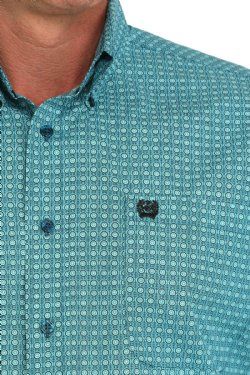 MTW1105900 MEN'S CINCH TURQUOISE PRINT LONG-SLEEVE BUTTON DOWN WESTERN SHIRT