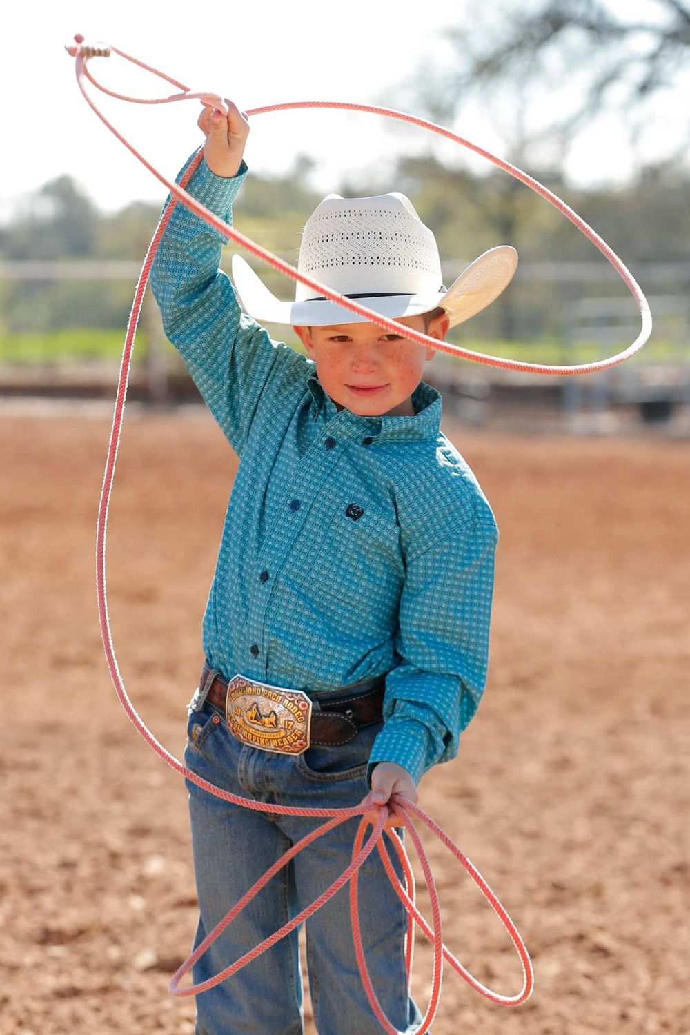 MTW7060375 BOY&#39;S CINCH TURQUOISE PRINT LONG-SLEEVE BUTTON DOWN WESTERN SHIRT