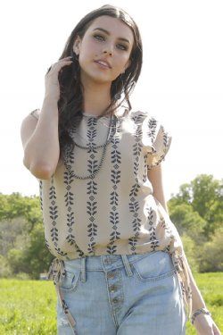 CTW7507001 WOMEN&#39;S CRUEL GIRL KHAKI SLEEVELESS BLOUSE