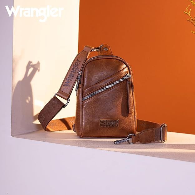 WG87-334 WRANGLER SLING BAG / CROSSBODY / CHEST BAG - BROWN