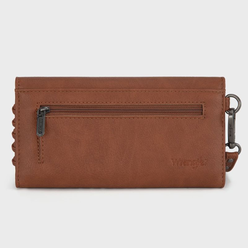 WG183-W048 WRANGLER WHIPSTITCH WRISTLET WALLET - BROWN