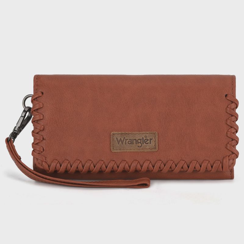WG183-W048 WRANGLER WHIPSTITCH WRISTLET WALLET - BROWN