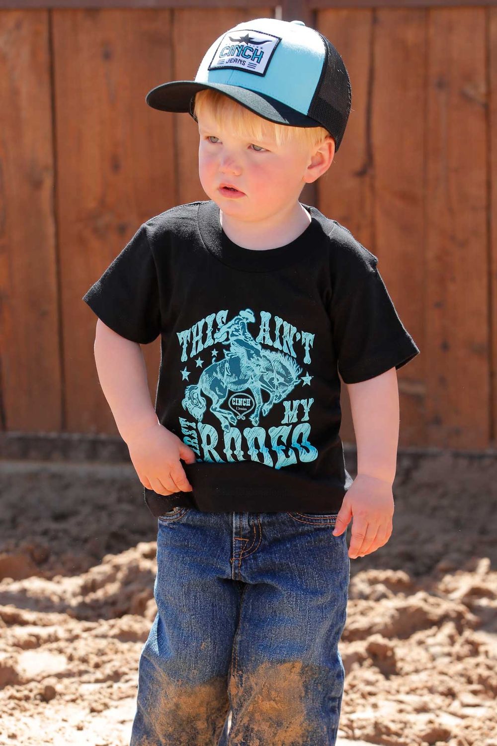 MTT7671097 TODDLER BOY&#39;S CINCH &quot;AIN&#39;T MY FIRST RODEO&quot; BLACK SHORT-SLEEVE GRAPHIC TEE