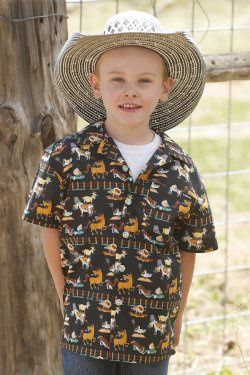 MTW7170003 BOY&#39;S CINCH BLACK CAMP SHIRT