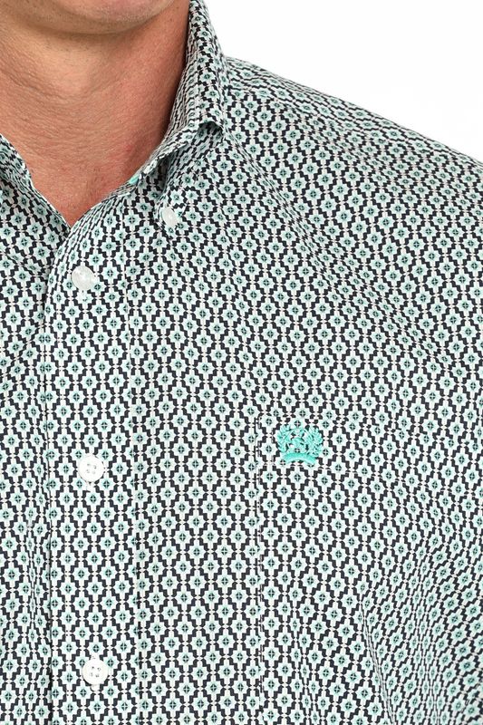 MTW1105932 MEN'S CINCH WHITE PRINTED LONG-SLEEVE BUTTON DOWN WESTERN SHIRT